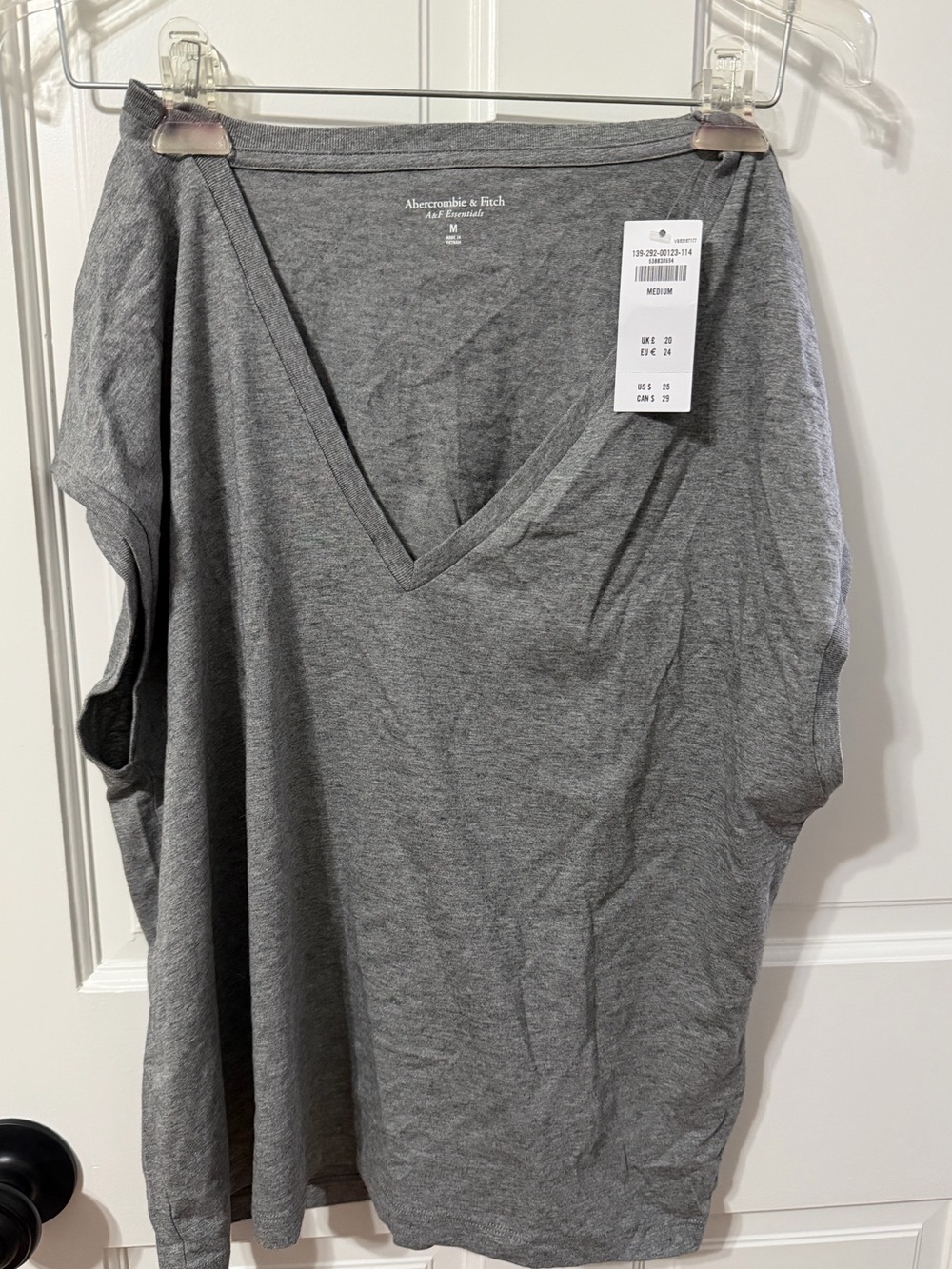 Abercrombie & Fitch Essentials Gray V-Neck Tee-NWT